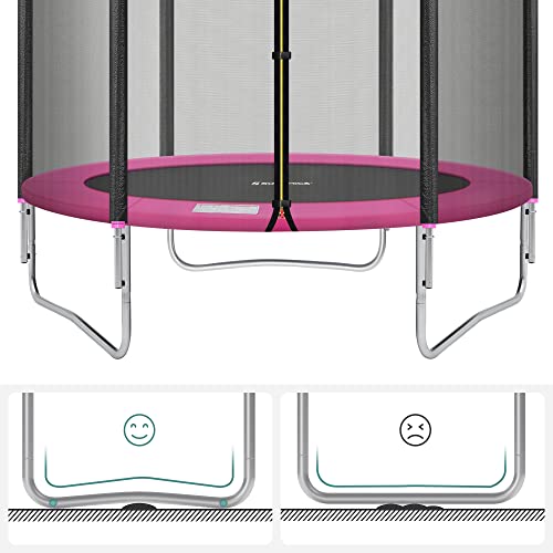 Trampoline 6 ft/8 ft/10 ft/12 ft, Kids Trampoline with Enclosure Net, Safety Pad, Ladder, 180 cm High Straight Pole, Steel Frame, TÜV Rheinland GS Certificate