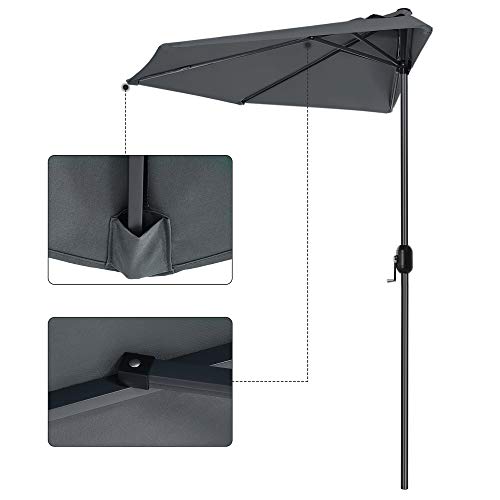 Parasol Umbrella, Dia. 2.7 m Sun Shade, Semicircular Polyester Canopy,  Crank Mechanism, Sunshade with UPF 50+ Protection, Base Not Included,  Outdoor 