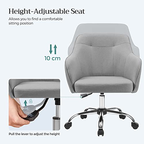 Office Chair, Comfortable Desk Chair, Height-Adjustable Computer Chair, 120 kg, Steel Frame, Faux Linen, Breathable, Home Office, Office, Light Grey