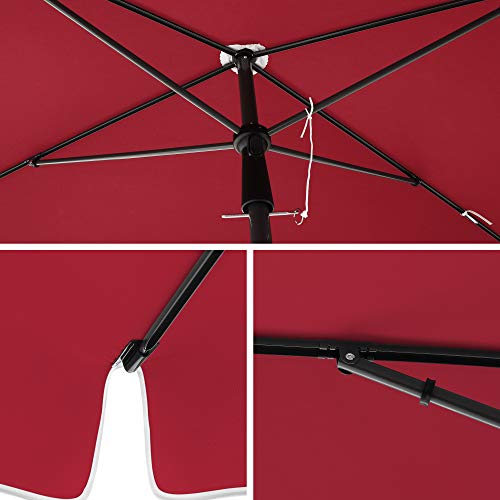 Rectangular Balcony Parasol 2 x 1.25 m, UPF 50+ Protection, Tilting Sunshade, PA-Coated Canopy, Carrying Bag, Garden Terrace, Base Not Included, Red