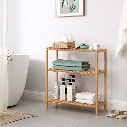 Bamboo Shelving Unit for the Bathroom/Kitchen/Shoe Rack, 60 x 26 x 66 cm Ideal for the bathroom, living room, hallway, kitchen or balcony.