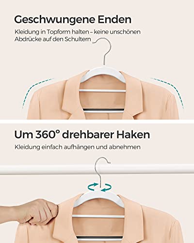 Set of 50, Durable Plastic Non-Slip Design, Space-Saving Hangers, Thickness of 0.5 cm, 360° Swivel Hook, Length of 42 cm, White and Dark , ABS, Light Grey, Standard