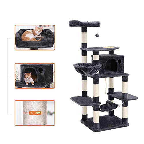 Cat Tree, Play Tower 164 cm, Smoky Grey