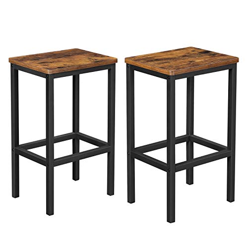 Bar Stools, Set of 2 Bar Chairs, Kitchen Breakfast Bar Stools with Footrest, Industrial in Living Room, Party Room, Rustic Brown LBC,65X40 x 30 x 65 cm