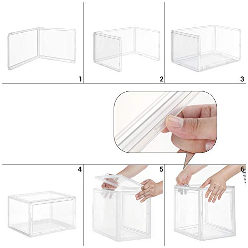 Shoe Boxes, Pack of 6 Stackable Shoe Organisers with Clear Door, Plastic Shoe Storage for UK Size 11, 36 x 28 x 22 cm, Transparent