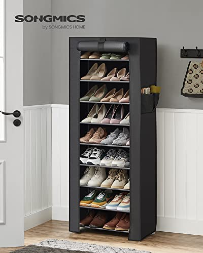 10-Tier Fabric Rack, Shoe Organiser, Large Capacity, Easy Assembly, Dustproof, 58 x 28 x 160 cm, Black