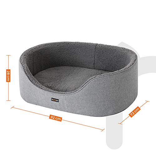 Dog Bed, Pet Bed, Reversible Cushion, 92 x 72 x 28 cm, Grey