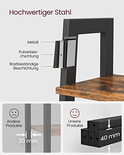 Ladder Shelf, 5-Tier Industrial Bookcase, Storage Unit, with Metal Frame, for Living Room, Kitchen, Rustic Brown