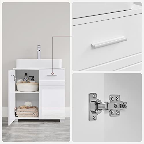 Bathroom Cabinet with Double Door, Adjustable Shelf, Soft Close Hinges for Bathroom, 60 x 30 x 63 cm, White