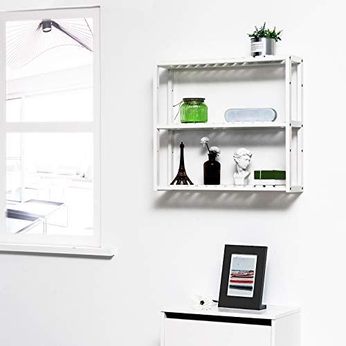 Bamboo Shelf, Height Adjustable, 3 Tier Shelf, 60 x 15 x 54 cm, for Bathroom, Wall, Kitchen, Books, White