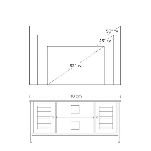 TV Stand, TV Console Unit with Shelves, Cabinet with Storage, Louvred Doors, for Living Room, Entertainment Room, Rustic Brown and Black