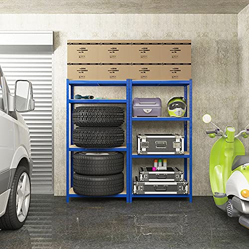 160 x 80 x 40 cm Heavy-Duty Shelving Rack - 520 kg Capacity - Boltless Steel Shelves - Blue