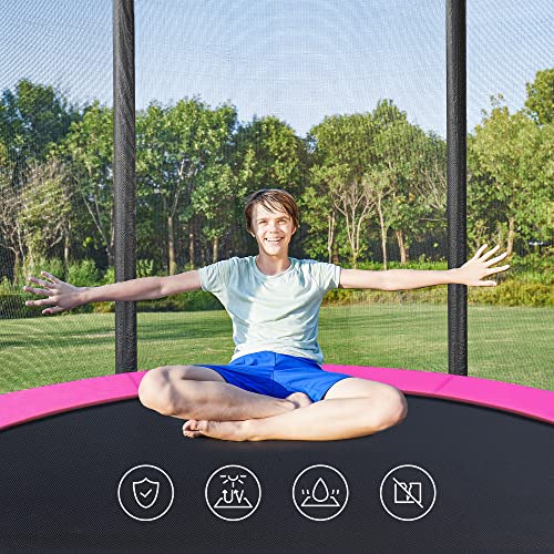 Trampoline 6 ft/8 ft/10 ft/12 ft, Kids Trampoline with Enclosure Net, Safety Pad, Ladder, 180 cm High Straight Pole, Steel Frame, TÜV Rheinland GS Certificate