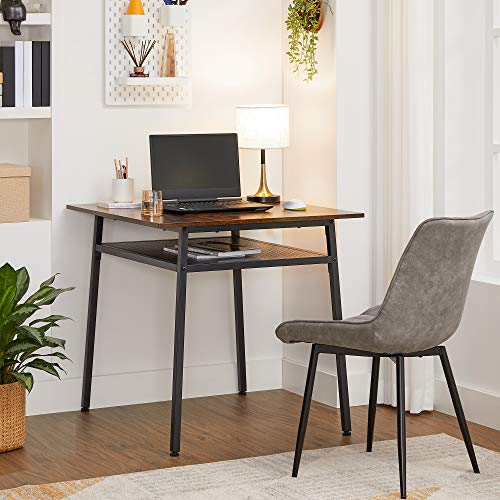 Dining Table for 2 People, Square Kitchen Table, Home Work Desk, 80 x 80 x 78 cm, with Storage Compartment, for Living Room, Office, Industrial, Rustic Brown and Black