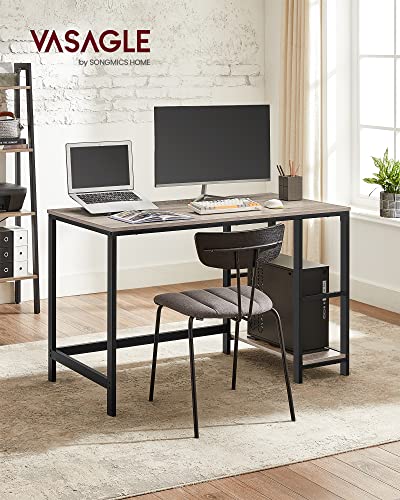 Computer Desk, Writing Desk with 2 Shelves on Left or Right, Work Table for Office Living Room, Steel Frame, Industrial, Greige and Black