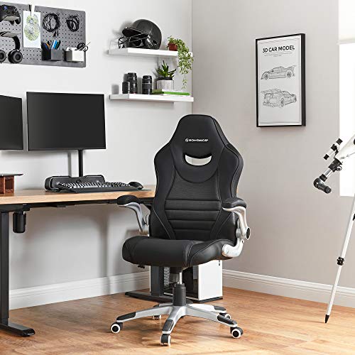 Office Chair Ergonomic Swivel Chair with Folding Arms and Nylon Star Foot