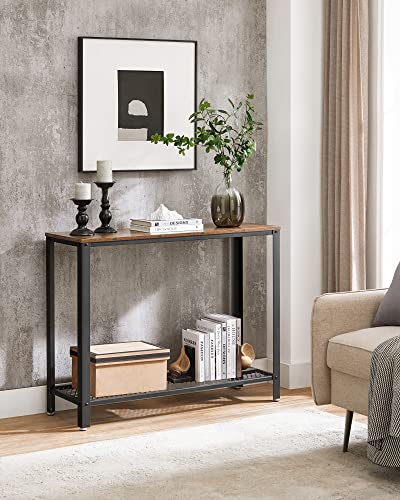 Console Table, Entryway Table, Stable Sofa Table, for Living Room, Bedroom, Easy Assembly, Rustic Brown and Black