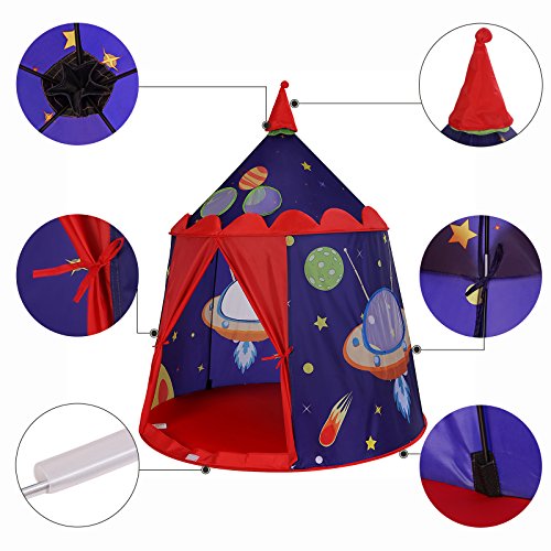 Prince Castle Play Tent for Boys Toddlers, Indoor and Outdoor Playhouse, Portable Pop Up Play Teepee with Carry Bag, Gift for Kids, EN71 Certified, Blue