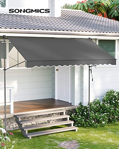 Clamp Awning, 300 x 130 cm, Balcony Awning, Height-Adjustable, with Hand Crank, Sun Protection for Balcony, Patio, Garden, Anthracite