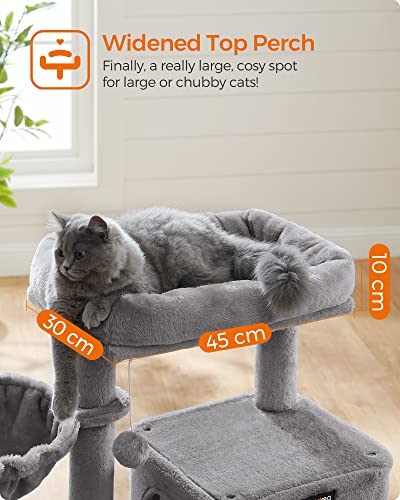 Cat Tree, Cat Tower, Widened Perch for Large Cats, Light Grey