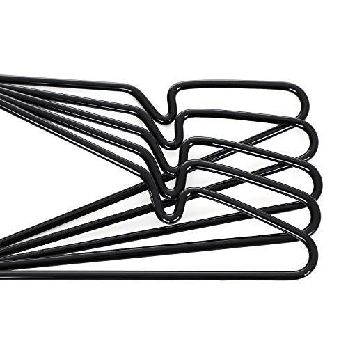 Clothes Hangers, Pack of 20, Metal Jacket Hangers, Thin and Non-Slip, Diameter 4 mm, Space-Saving, 360° Rotating Hook, Black