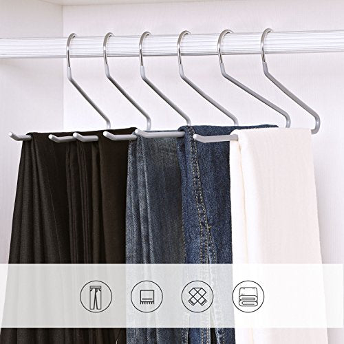 Pack of 20 Metal Trouser Hangers with Open End and Non-Slip Coating, Space Saving, 38 cm Wide, Grey