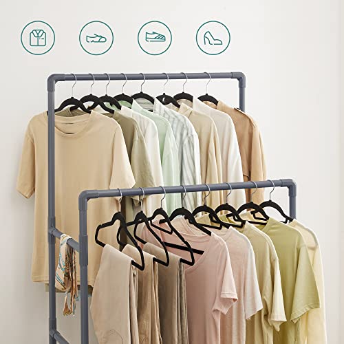 Clothes Rack, Metal Stand with 2 Hanging Rails and Storage Shelf, Max. Load 55 kg, Easy Assembly, Grey