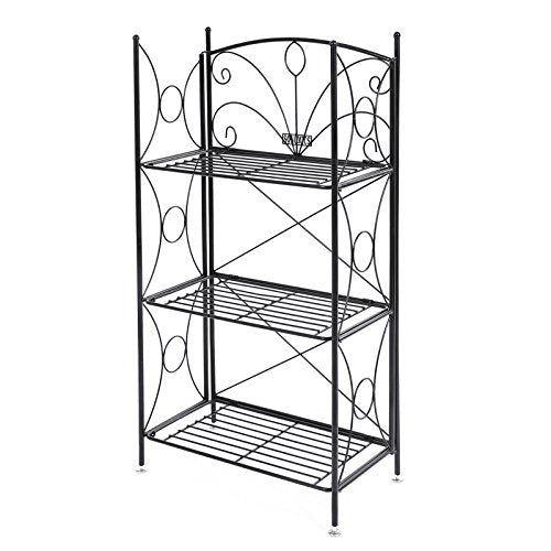 Bathroom Shelf / Flower Stand - Wrought-Iron Garden Shelf / Plant Shelf / Flower Shelf with 3 Tiers