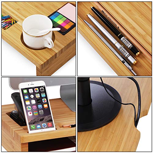 Bamboo Monitor Stand Riser, Desktop Organiser for Laptop, cellphone, TV, Printer , Natural, 60 x 30.2 x 8.5 cm