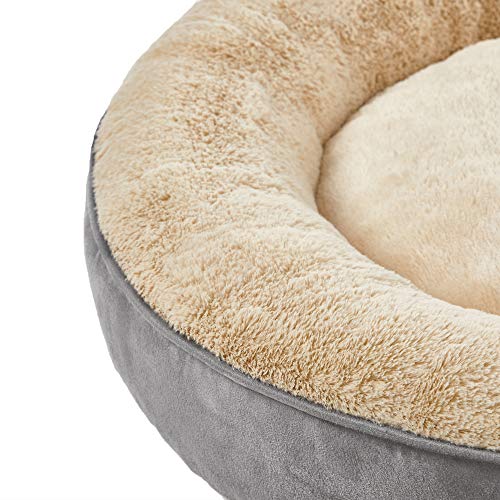 Dog Bed, Doughnut Cat Bed, Round, 70 cm Dia, Light Grey