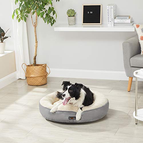 Dog Bed, Doughnut Cat Bed, Round, 70 cm Dia, Light Grey