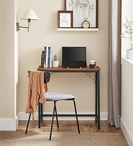 Writing Desk, Computer Desk, Small Office Table, 80 x 50 x 75 cm, Study, Home Office, Simple Assembly, Steel, Industrial Design, Rustic Brown and Black