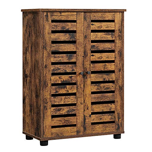 Bathroom Floor Cabinet, Storage Cabinet Unit, Multipurpose Cabinet, with 2 Louvred Doors, Adjustable Shelf, Sideboard, for Bedroom, Living Room, Kitchen, Rustic Brown