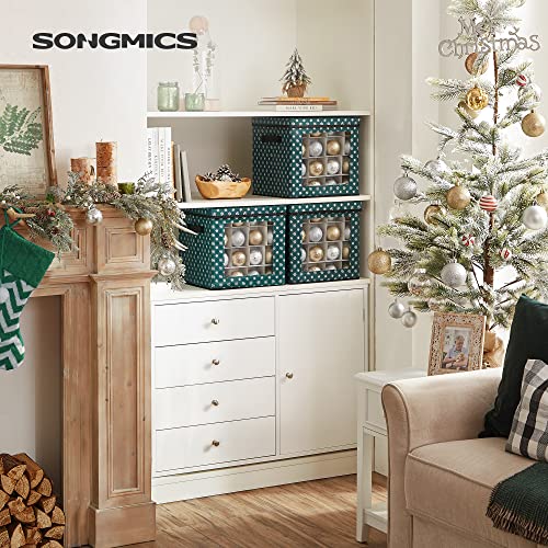 Christmas Bauble Storage Boxes, Set of 3 Storage Cube Bins for Christmas Decorations, 64 Box Places, Modular Dividers, 30.5 x 30.5 x 30.5 cm, Green