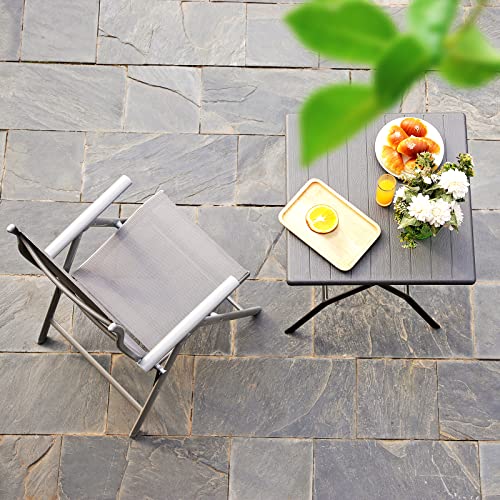 Folding Garden Chair, Outdoor Chair with Durable Aluminum Structure, 8-Angle Reclining Backrest, Max. Capacity 150 kg, Grey