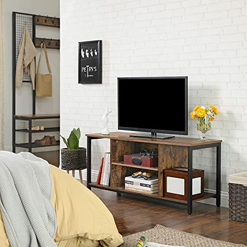 TV Stand for TV up to 50 Inches, TV Cabinet with Open Shelves, TV Console for Living Room, Entertainment Room, Rustic Brown and Black