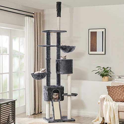 Floor-to-Ceiling Cat Tree, 2.4-2.6 m, Cat Tower, Smoky Grey