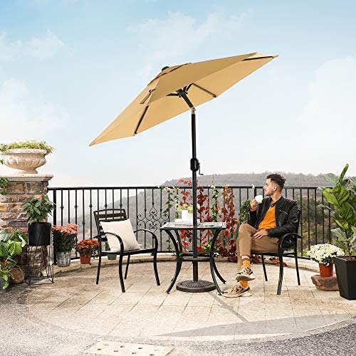 197 cm Garden Parasol Umbrella, UPF 50+, Sun Shade, 30° Tilt in 2 Directions, Crank Handle for Opening and Closing, for Outdoor Gardens Pool Balcony Patio, Base Not Included, Taupe