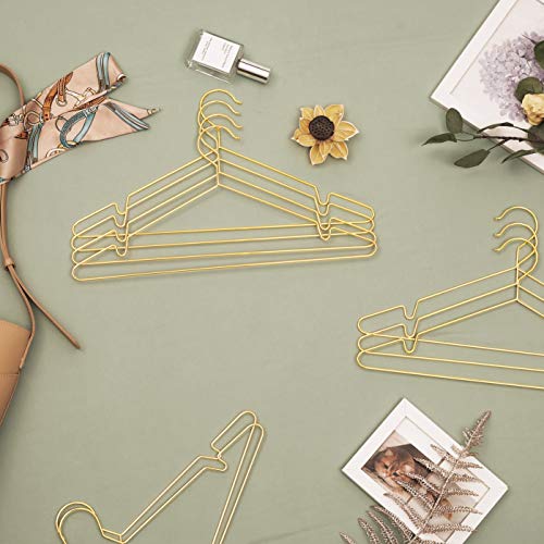 Pack of 20 Metal Strong Clothes Hangers, Chromium-plated Coat Hangers, Rust-Resistant, Space Saving, Durable, 42 cm, Golden