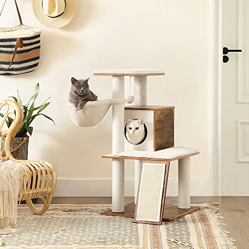 Cat Tree, 96 cm Tall Cat Tower, Walnut Colour