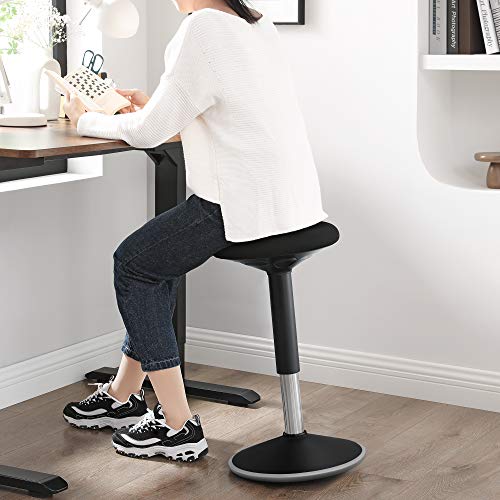 Standing Desk Chair, Standing Stool, Ergonomic Wobble Stool, 360° Swivel Balance Chair, Adjustable Height 60-85 cm, No Assembly Required, Black