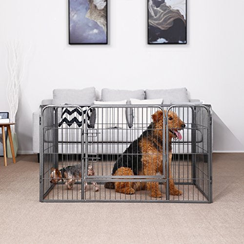 Puppy Playpen Heavy Duty Play Whelping Pen 4 Parts Grey 122 x 70 x 80 cm