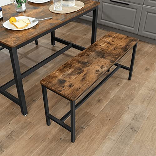 Table Benches, Set of 2, Industrial Style Indoor Benches, 108 x 32.5 x 50 cm, Durable Metal Frame, for Kitchen, Dining Room, Living Room, Rustic Brown