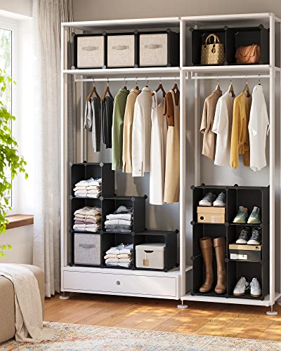 15-Cube Storage Unit, Shoe Rack, DIY Shelving System, Stackable Cubes, PP Plastic Shelf, Wardrobe, Closet Divider, for Bedroom, Office, Black