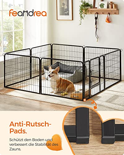 8-Panel Pet Playpen, Iron Dog Cage, Heavy Duty Pet Fence, Puppy Whelping Pen, Foldable and Portable, 77 x 60 cm, Black