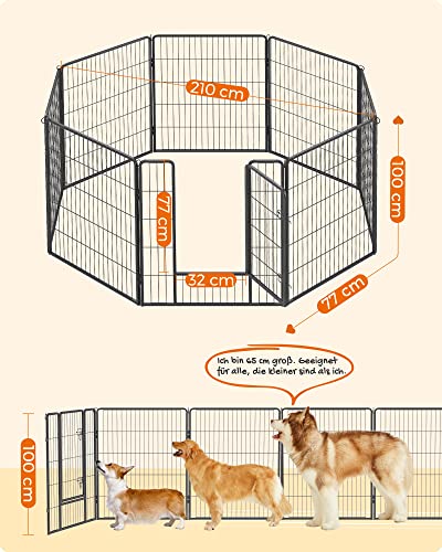 8-Panel Pet Playpen, Heave-Duty Dog Enclosure, 77 x 100 cm, Black