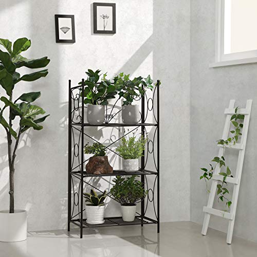 Bathroom Shelf / Flower Stand - Wrought-Iron Garden Shelf / Plant Shelf / Flower Shelf with 3 Tiers