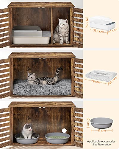 Cat Litter Tray Cabinet with Doors for Cat House Cat Litter Tray Easy Assembly Vintage Brown