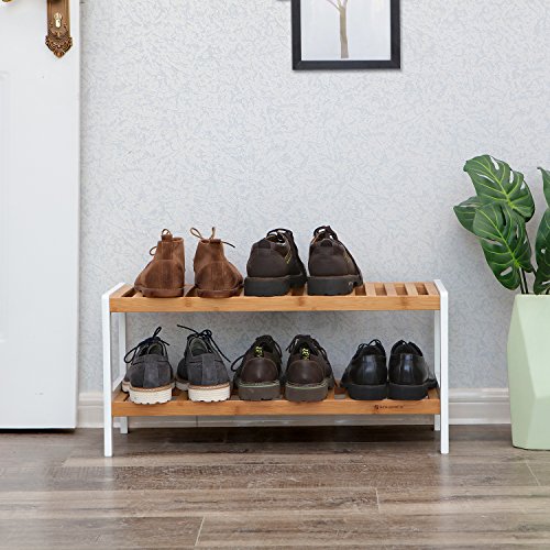 2-Tier Bamboo Shoe Rack, Storage Shelf, 70 x 26 x 33 cm