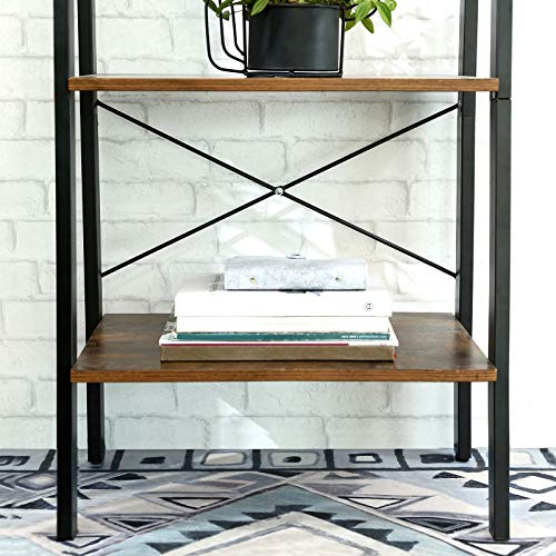 Ladder Shelf, Bookshelf, 4-Tier Industrial Storage Rack for Living Room, Bedroom, Kitchen, Rustic Brown and Black